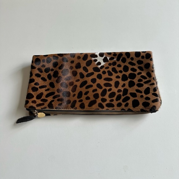 Clare V Handbags - Clare Vivier V Foldover Calf Hair Clutch Purse Leopard Cheetah